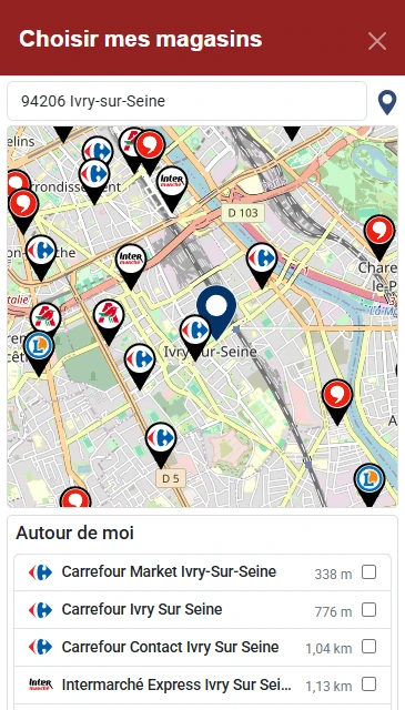 Choix des magasins et des cartes de fidélité