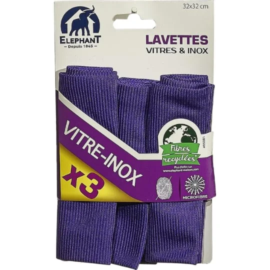 Lavettes microfibre vitres & inox 32x32 cm