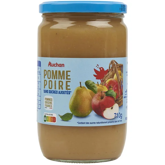 Spécialité de fruits pomme poire sans sucres ajoutés en bocal