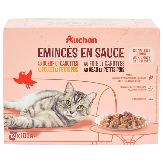 Émincés en sauce à la viande pour chat