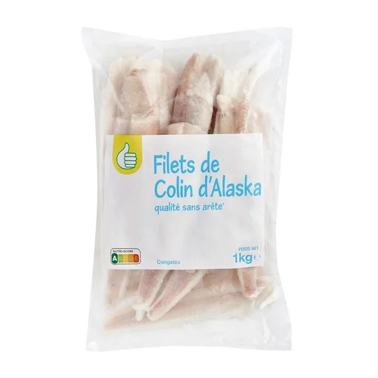 Tranche nature de filets de colin d'Alaska sans arête