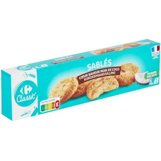 Biscuits pur beurre coeur noix de coco