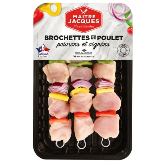 Brochettes de poulet poivrons oignons