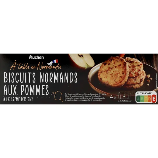 Biscuits sablés normands aux pommes et crème d'Isigny, sachets fraîcheur