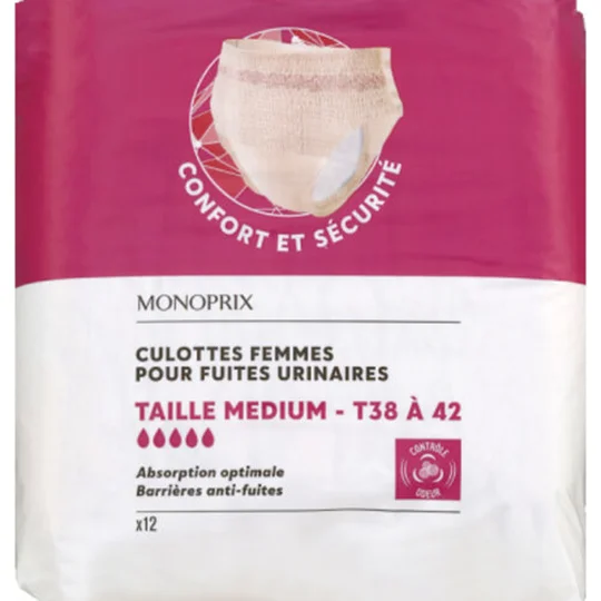Culottes Femmes Pour Fuites Urinaires Taille M - 38 À 42