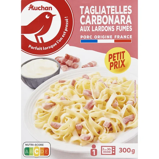 Tagliatelles à la carbonara aux lardons fumés sans couverts