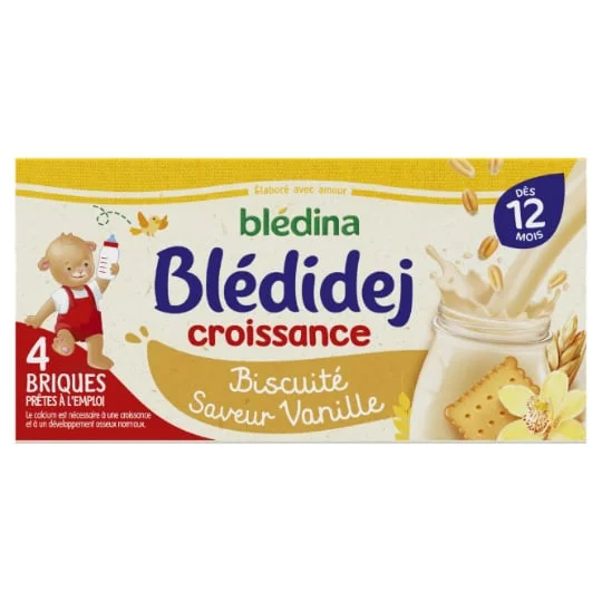 Lait et céréales bébé dès 12 mois biscuité saveur vanille Croissance