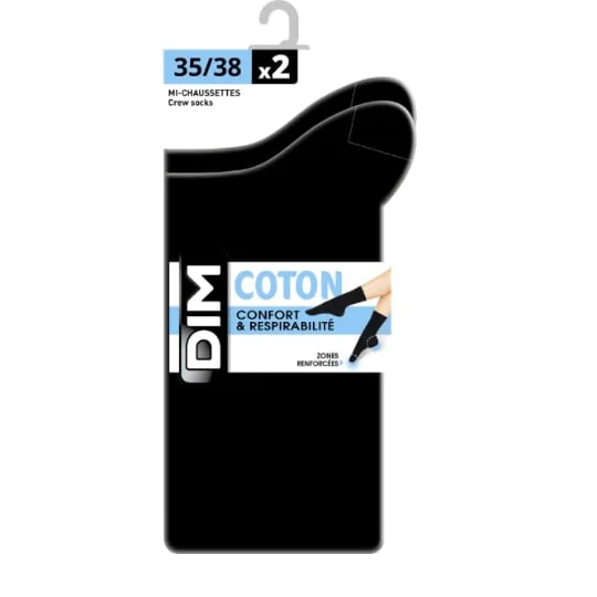Mi-chaussettes femme noires pur coton T39/42
