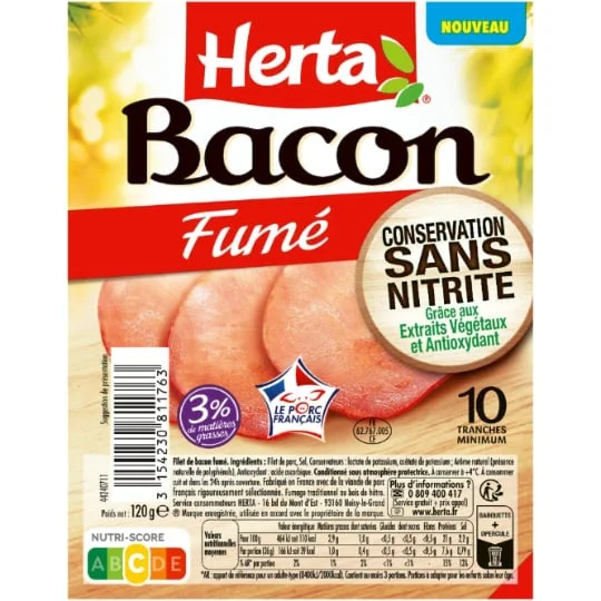 Bacon fumé sans nitrite