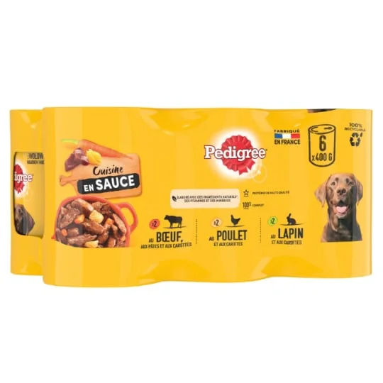 Pâtée pour chien adulte cuisiné en sauce