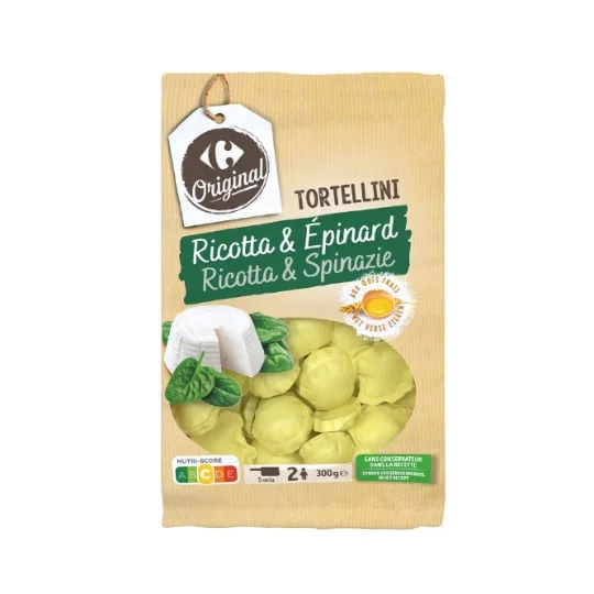 Pâtes fraîches tortellini ricotta épinard