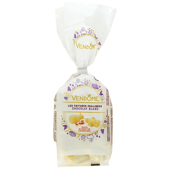 Fritures pralinées chocolat blanc éclats de noisettes caramélisées