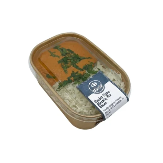 Plat cuisiné tikka masala et riz blanc