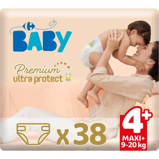 Couches bébé taille 4+ maxi+: 9-20 kg premium ultra protect