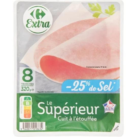 Jambon cuit à l'étouffée sel réduit