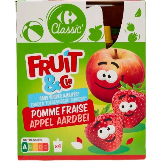Compote pomme fraise s/sucres ajoutés