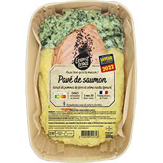 Pavé de saumon pommes de terre crème ricotta épinard