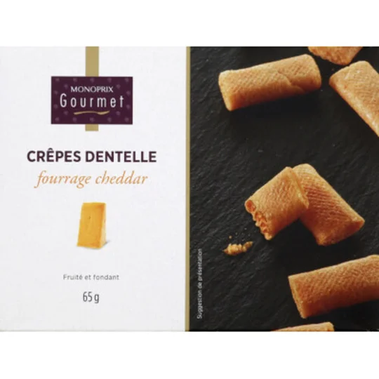Crêpes dentelle fourrées au cheddar