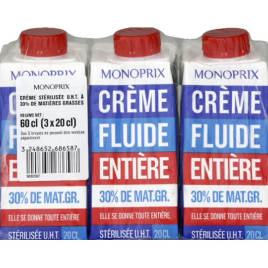 Crème fluide entière 30% MG