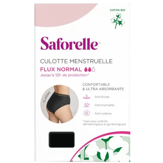 Culotte Menstruelle Flux Normal Noire Taille 40 SAFORELLE