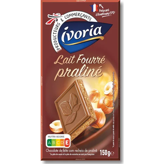 Chocolat au lait fourré praliné