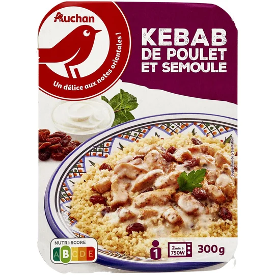 Kébab de poulet et semoule