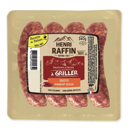 Saucisse Diots de Savoie pur porc au piment doux