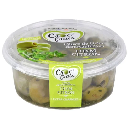 Olives vertes de Grèce dénoyautées au thym citron