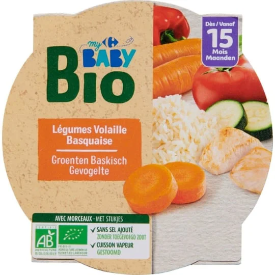 Plat bébé bio légumes volaille 15 mois