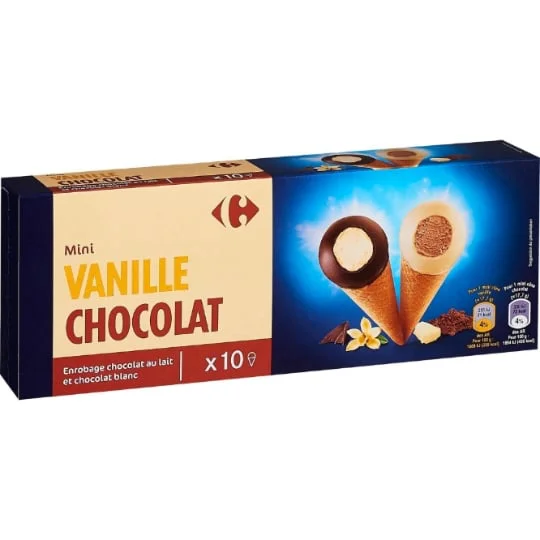 Glaces mini cônes vanille chocolat