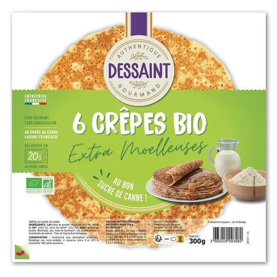 Crêpes moelleuses BIO au sucre de canne