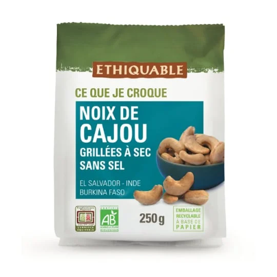 Noix de cajou grillées à sec sans sel grand format Bio