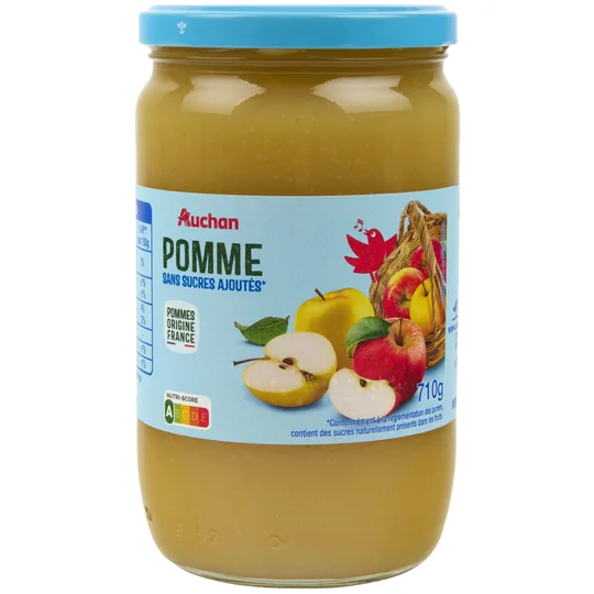Purée de fruits à la pomme sans sucres ajoutés, en bocal