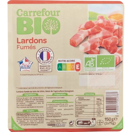 Lardons bio fumés