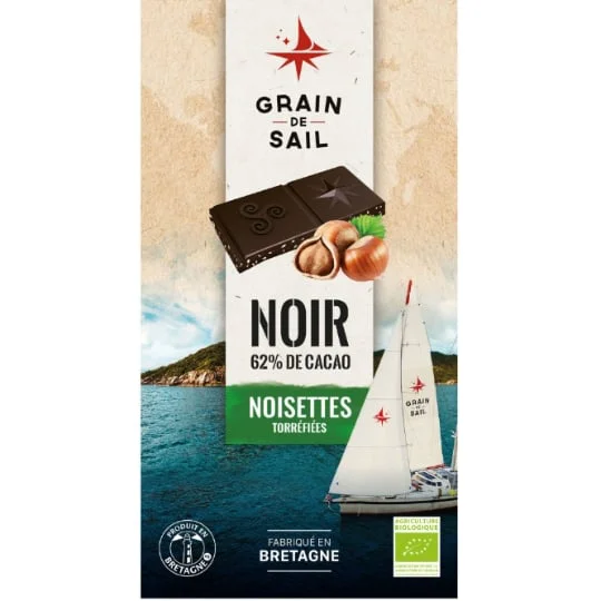 Tablette de chocolat noir aux noisettes bio
