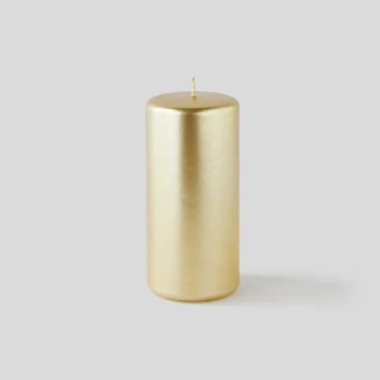 Monoprix Maison Bougie Non Parfumée, 6X13Cm, Dorée