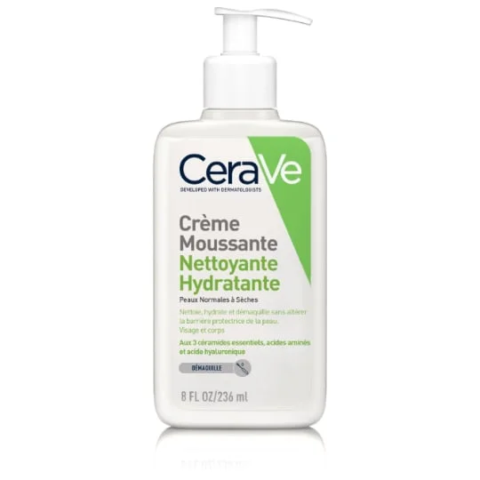 Crème lavante visage moussante nettoyante et hydratante peau normale