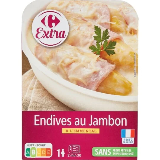 Plat cuisiné endives au jambon