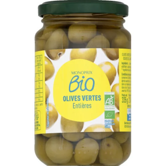 Olives vertes entières bio