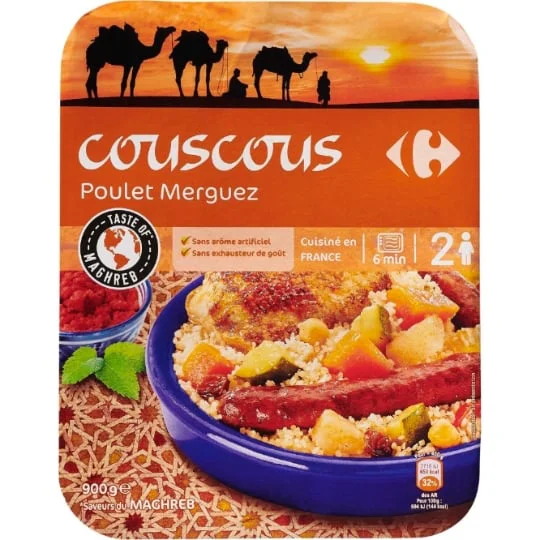 Plat cuisiné couscous poulet merguez