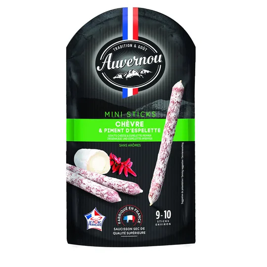 Mini sticks saucisson sec chèvre piment d Espelette