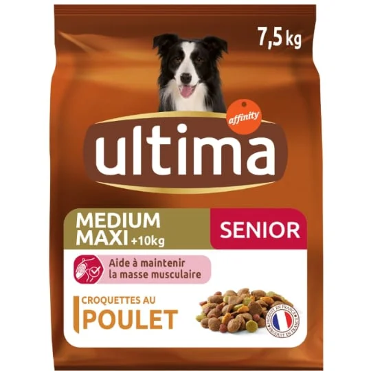 Croquettes pour chien medium maxi senior au poulet