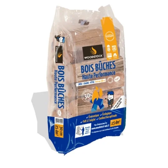 Bûches Bois de Chauffage 30cm Haute Performance 25dm3