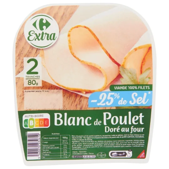 Blanc de poulet réduit en sel