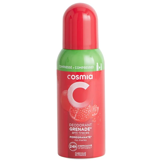 Déodorant spray compressé 24h grenade anti-traces