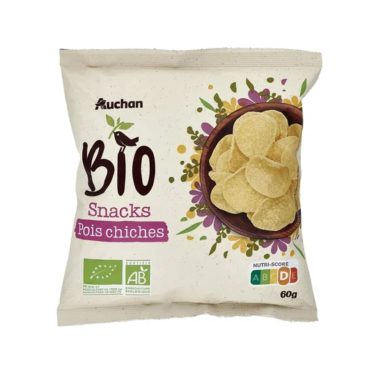 Snacks à base de farine de pois chiches bio