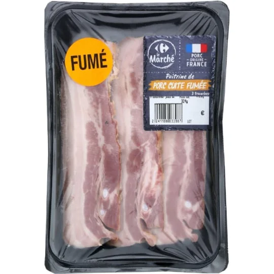 Poitrine de porc cuite fumée