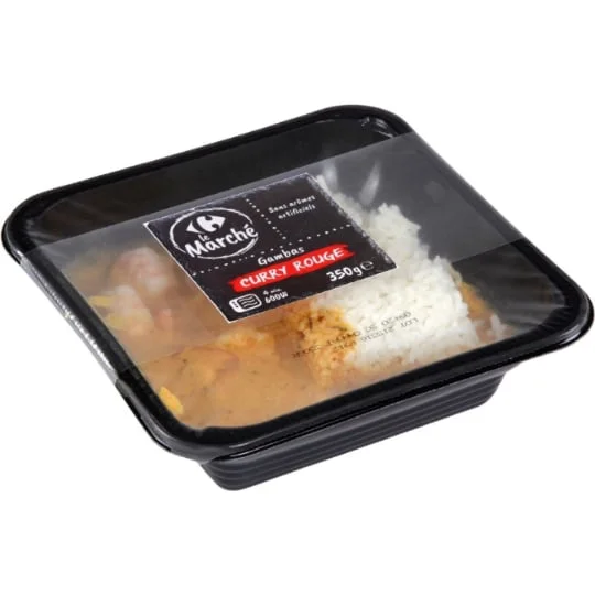 Plat cuisiné gambas curry rouge