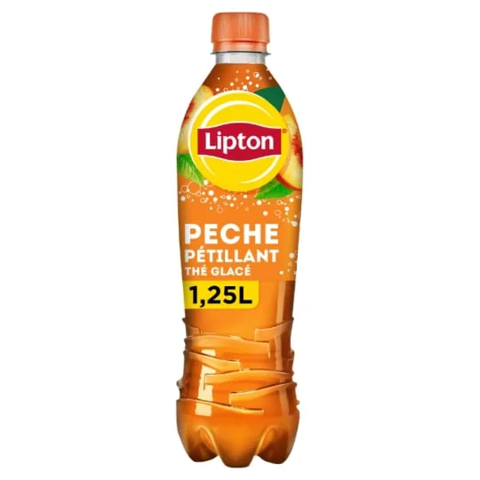 Boisson au thé glacé pétillant saveur pêche