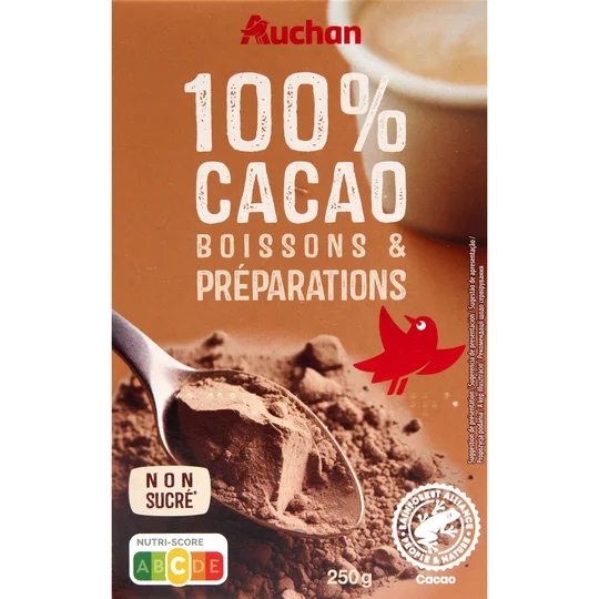 Chocolat en poudre 100% pur cacao non sucré